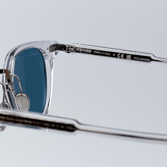 Prada PR17YS 2AZ04D Men BRAND NEW Sunglasses Crystal Green Polarized Oval - Picture 7 of 12